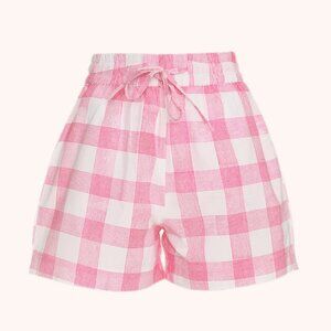 NWT SZ Blockprints pink Drawstring Shorts in Weave Print gingham size large